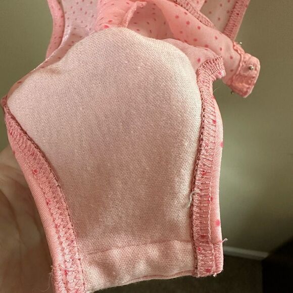 Vintage ILGWU 1970s Cathy Hardwick Barbie pink sheer nylon polka dot body suit - Picture 6 of 11